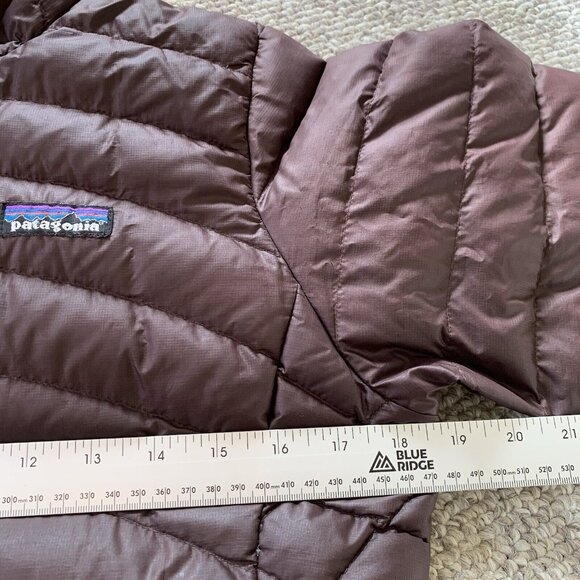 Patagonia Goose Down Womens XS Brown Full Zip Sweater Puffer Jacket Quilted FLAW - Picture 10 of 15